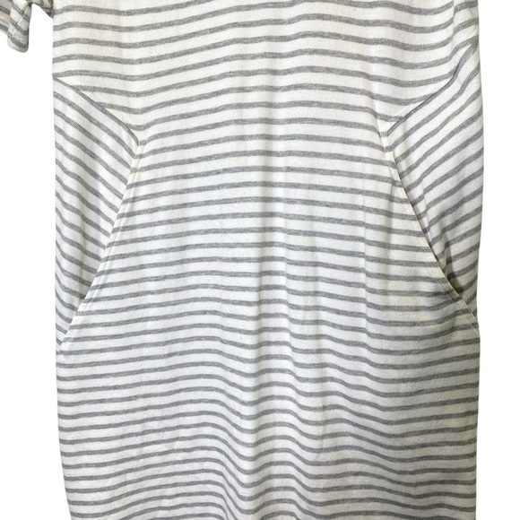 HALF MOON Women size M striped gray white front pockets short sleeve knit dress - Picture 3 of 6